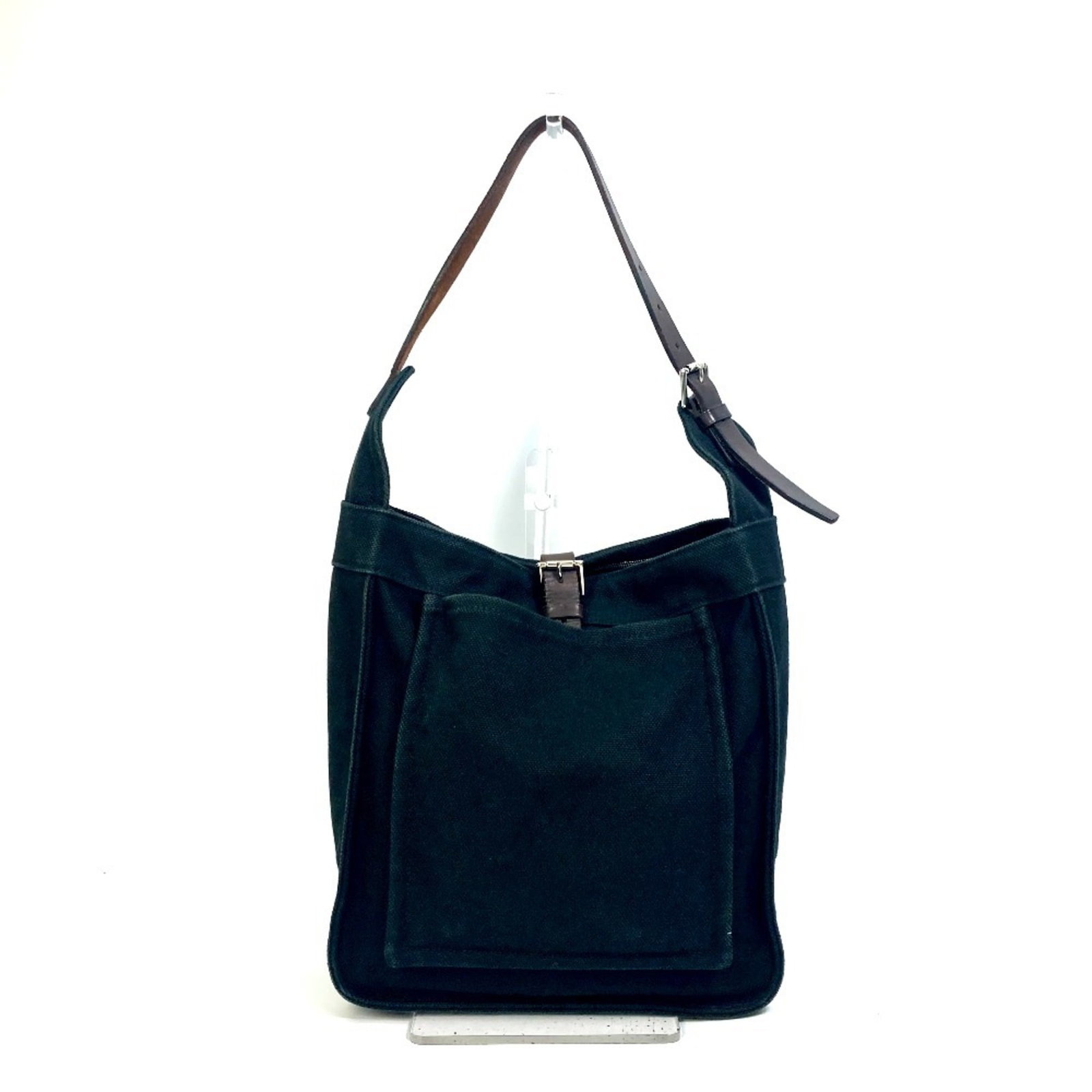 Shoulder Bag Hermes Canvas Tote Leather: Shoulder Bag Hermes Canvas Tote Leather Canvas and leather combine in this sleek shoulder bag from the Hermes brand, featuring a classic design with a zipper pocket and open pocket for added functiona