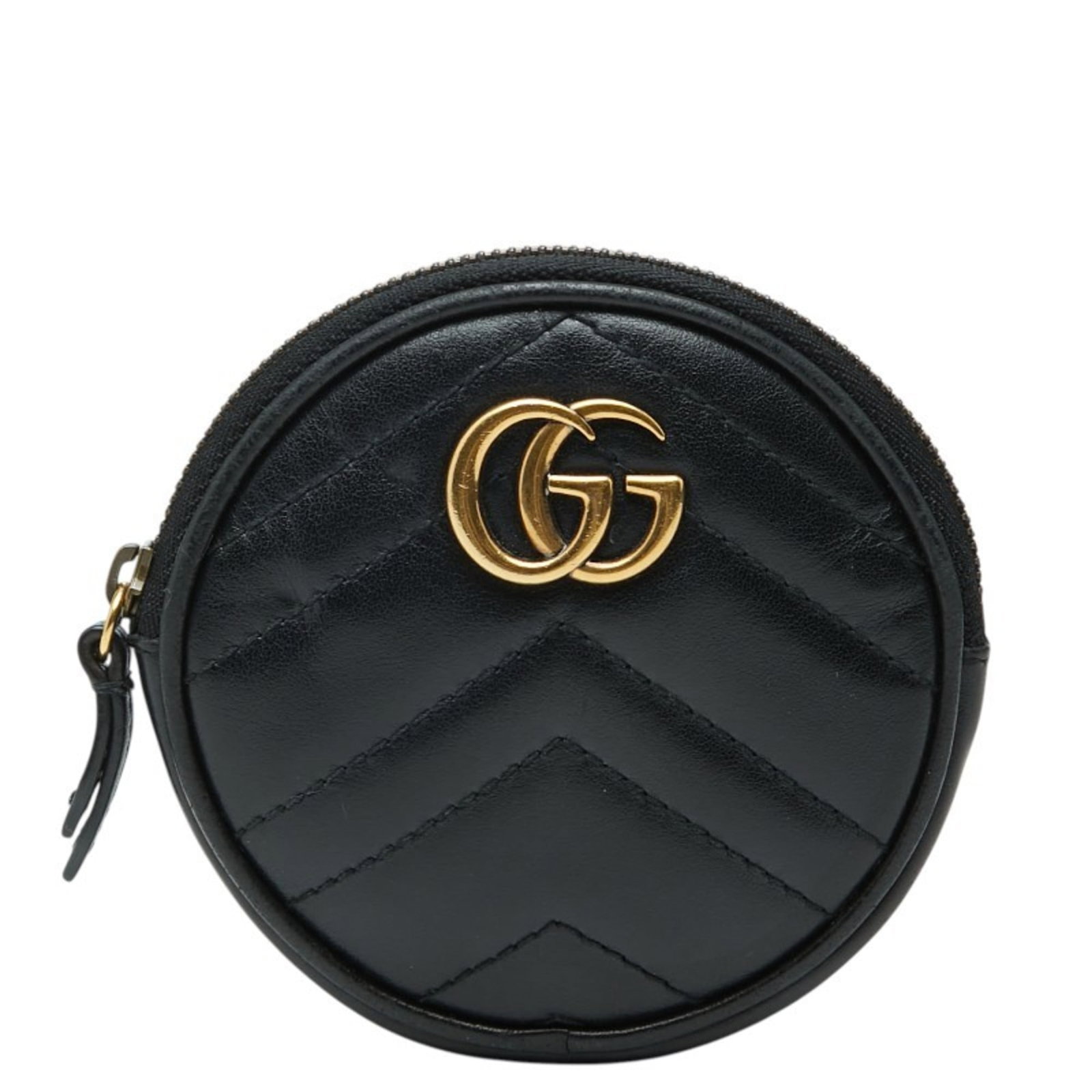 Coin purse leather case: Coin purse leather case The Gucci leather coin purse case boasts sleek, sophisticated design with a compact size. Made from high-quality black leather, it measures 10cm x 10cm x 1.5cm and features a