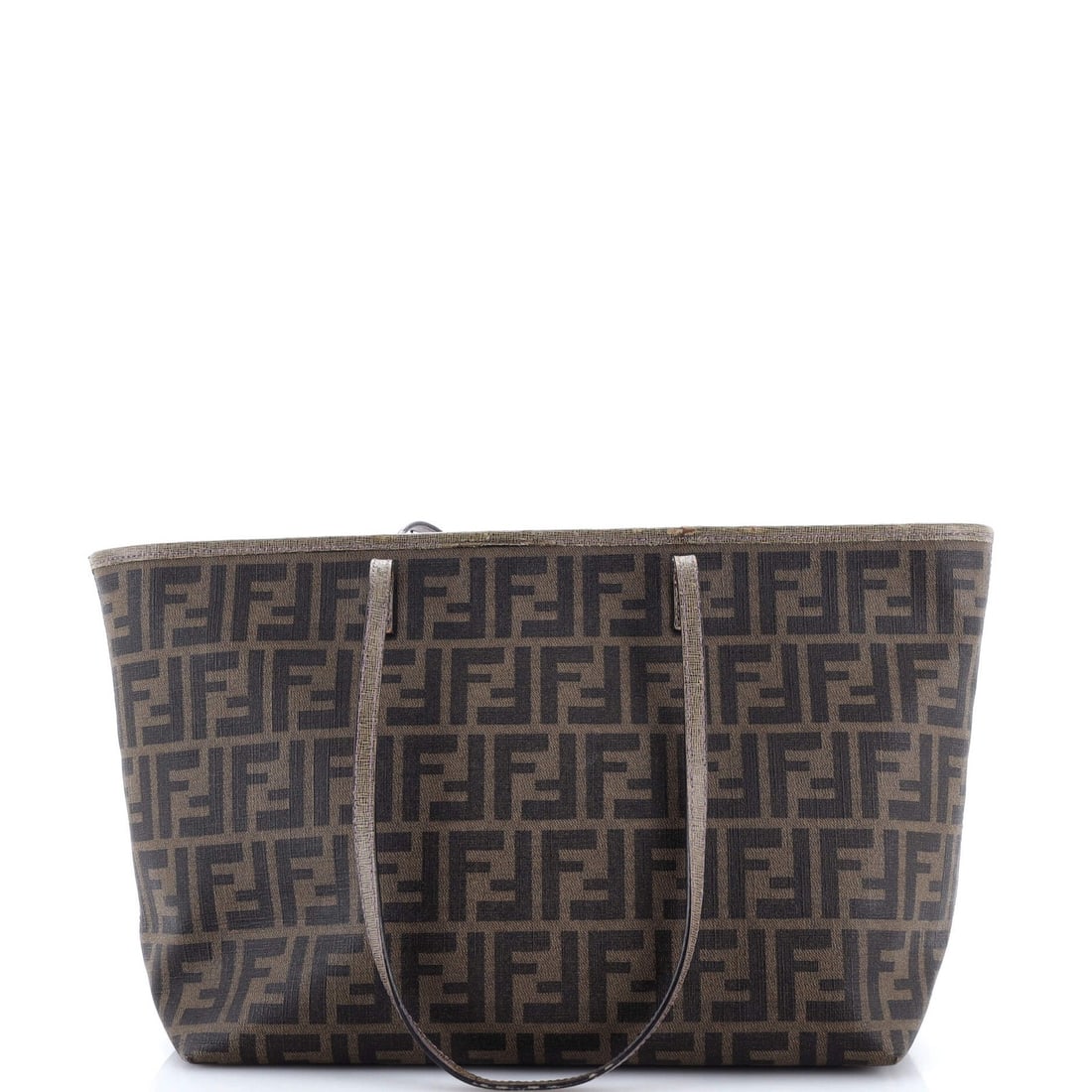 Medium Zucca Coated Fendi Canvas Tote Roll: Medium Zucca Coated Fendi Canvas Tote Roll Medium Zucca Coated Fendi Canvas Tote Roll, featuring a unique canvas exterior with brown color and yellow interior. This medium-sized tote roll boasts a