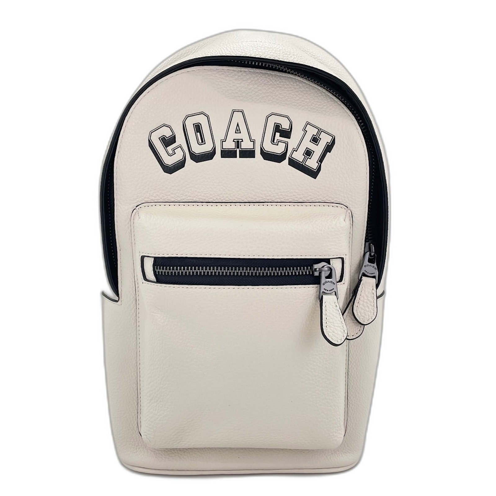 Leather sling bag by coach: Leather sling bag by coach This Coach leather sling bag boasts a crisp white finish and sleek design, with clean lines and minimal embellishments. Measuring 33cm x 20cm x 8cm, it offers a spacious