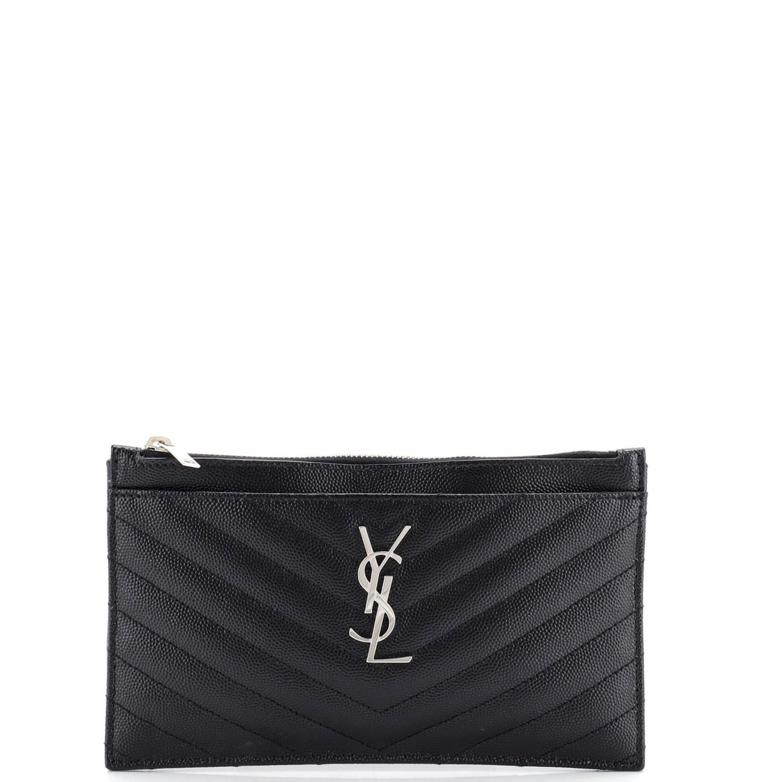 Leather Monogram Zip Bill Pouch Matelasse Chevron Saint Laurent Classic: Leather Monogram Zip Bill Pouch Matelasse Chevron Saint Laurent Classic The Saint Laurent Classic Monogram Zip Bill Pouch Matelasse Chevron Leather Medium features a timeless design with a sleek black