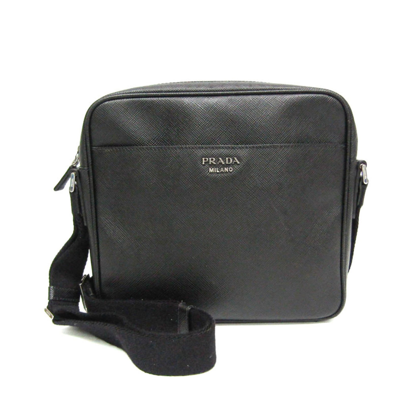 Shoulder Bag Leather by Prada: Shoulder Bag Leather by Prada Black Leather Shoulder Bag by Prada, measuring 25cm x 26cm x 6.5cm, made from high-quality leather and weighing 820g. This stylish shoulder bag features a sleek design wi