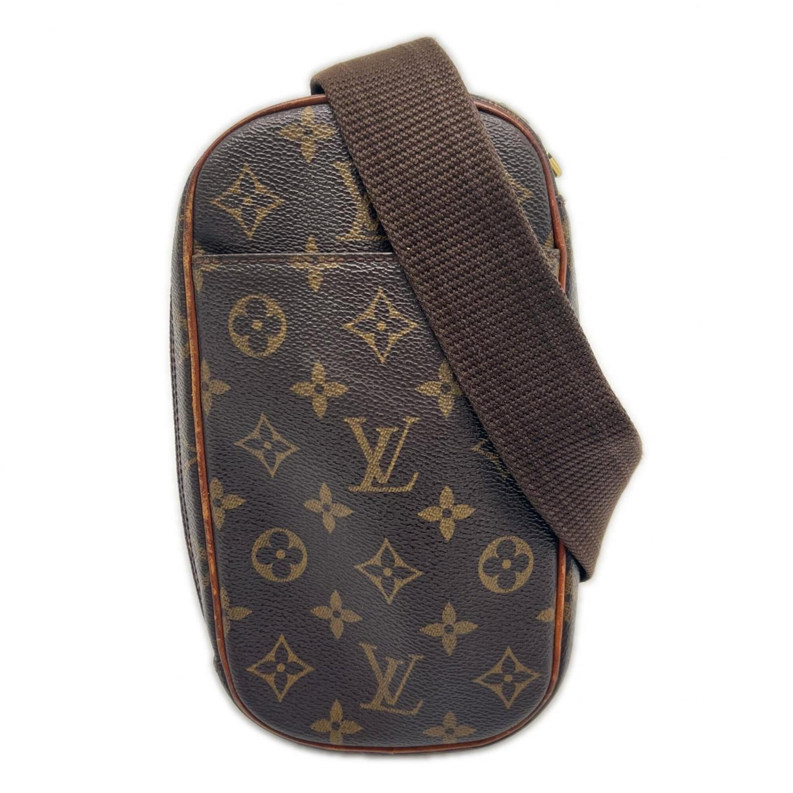 Louis Vuitton Pochette Shoulder Bag Coated Canvas Leather: Louis Vuitton Pochette Shoulder Bag Coated Canvas Leather Coated canvas and leather come together in this classic Louis Vuitton Pochette Shoulder Bag, featuring a timeless design with a brown finish.