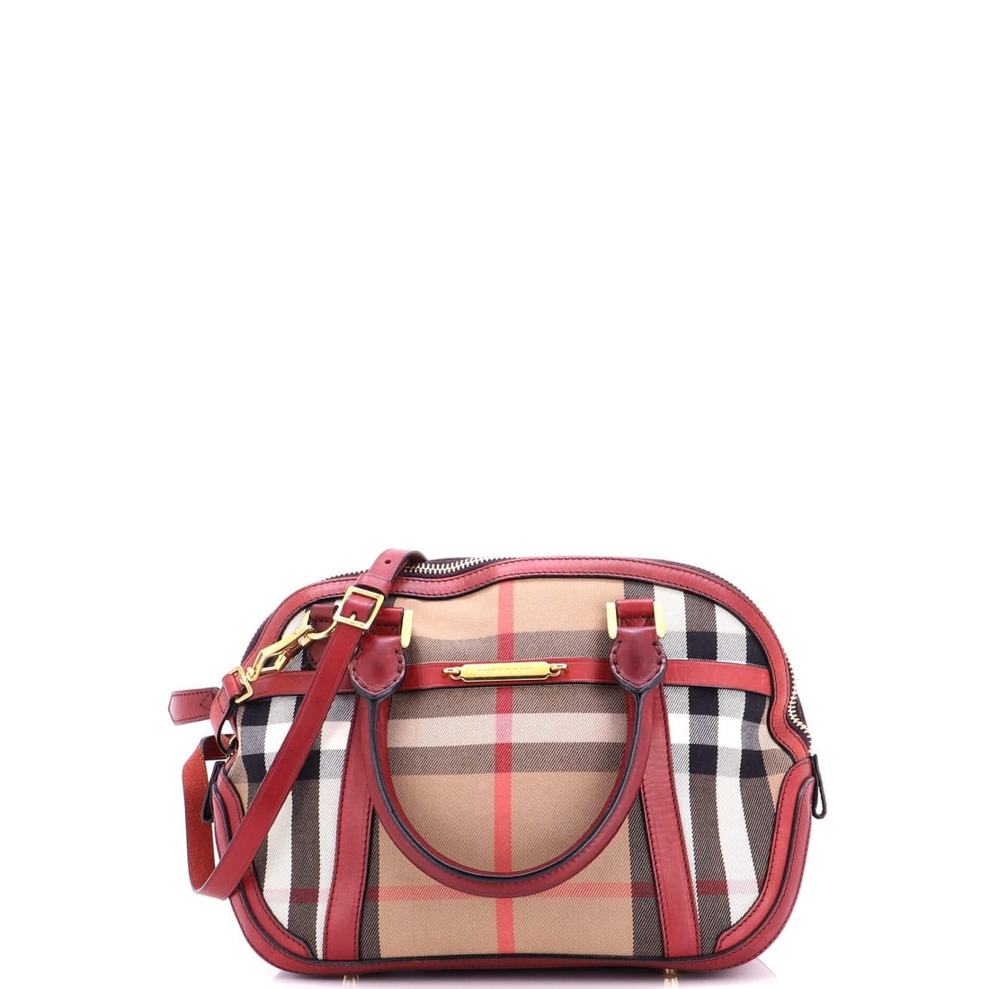Check Small Bridle Orchard House Canvas Bag Burberry: Check Small Bridle Orchard House Canvas Bag Burberry Burberry's iconic Bridle Orchard House Check Small bag features a classic bowler design with a rich burgundy exterior and neutral black interior. T