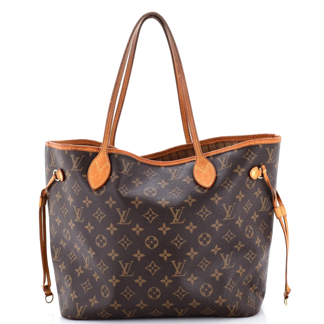 Canvas Monogram MM Tote Neverfull Louis Vuitton: Canvas Monogram MM Tote Neverfull Louis Vuitton Brown Louis Vuitton Neverfull MM Monogram Canvas Tote with Gold Hardware, featuring a classic canvas coated exterior and brown fabric interior. The