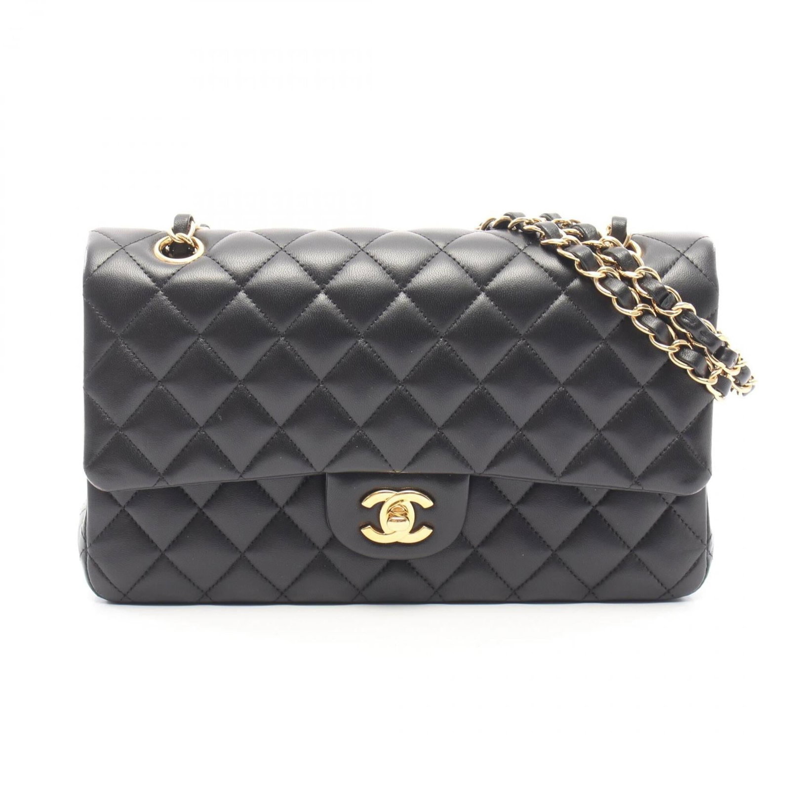 Chanel Handbag Shoulder Bag Leather: Chanel Handbag Shoulder Bag Leather This black Chanel MPN A01112 shoulder bag features lambskin leather and gold hardware, showcasing the brand's signature style. Made to precise measurements, its com