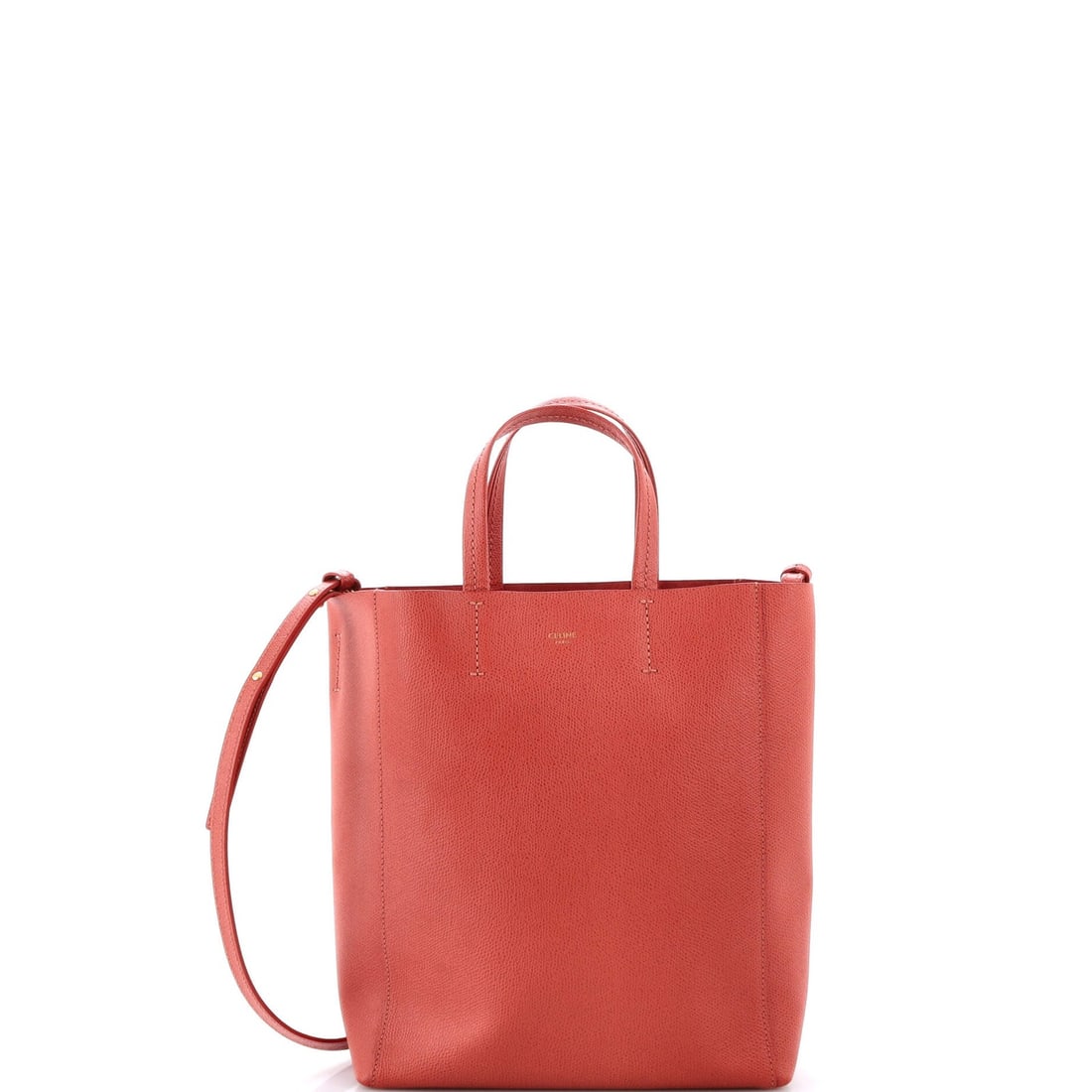 Calfskin tote small vertical cabas grained Celine: Calfskin tote small vertical cabas grained Celine Small Vertical Cabas Grained Calfskin Tote in Pink from Celine. This stylish tote features a vertical cabas design, grained calfskin exterior, and