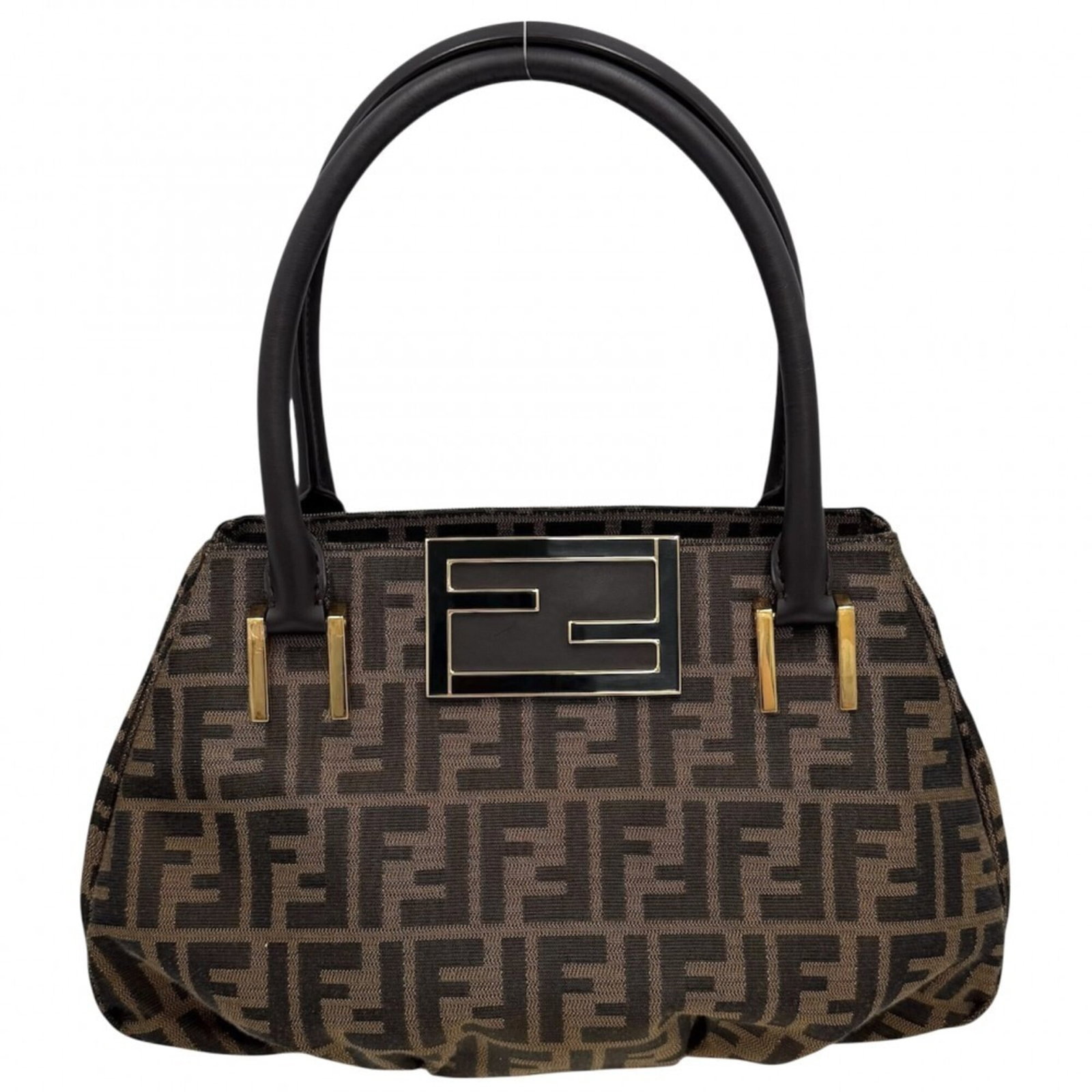 Canvas Leather Fendi Handbag: Canvas Leather Fendi Handbag Canvas Leather Fendi Handbag - A stylish and versatile accessory, this brown canvas leather handbag features a sleek design with high-quality materials. Measuring 23cm x