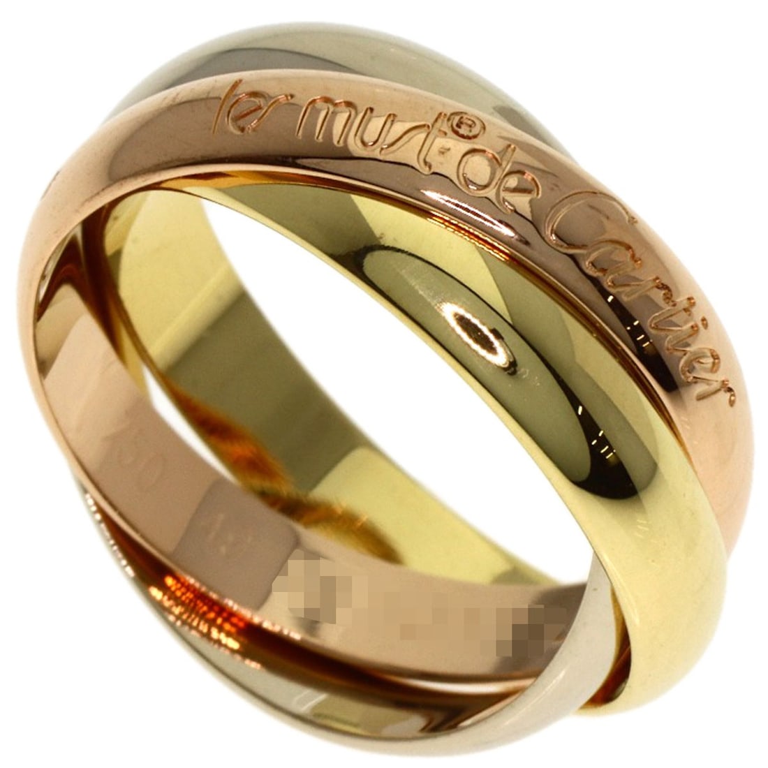 K18 yellow gold ring, Cartier Trinity #49: K18 yellow gold ring, Cartier Trinity #49 K18 yellow gold Cartier Trinity ring, size 5(US), boasts elegant simplicity with its K18 metal construction. The ring's gold exterior and lack of a main
