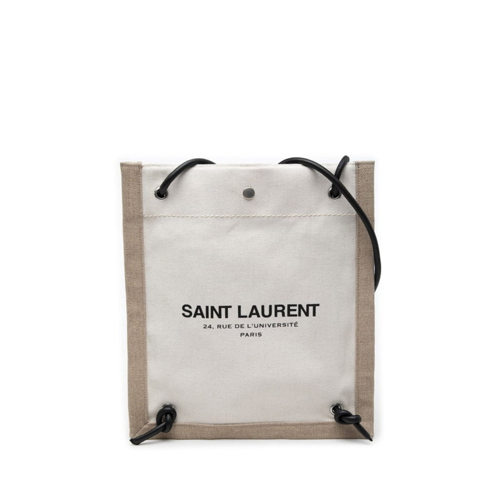 Shoulder Bag Canvas Leather By Saint: Shoulder Bag Canvas Leather By Saint Canvas and leather combine in this understated shoulder bag from Saint Laurent, featuring a classic design with clean lines and a timeless beige and black color
