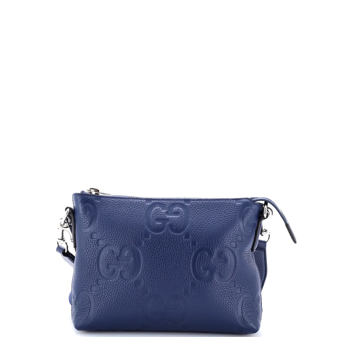 Gucci Zip Messenger Bag Jumbo GG Embossed Leather Small: Gucci Zip Messenger Bag Jumbo GG Embossed Leather Small This Gucci Zip Messenger Bag features jumbo GG embossed leather, adding a touch of luxury to its design. The bag's exterior is made from