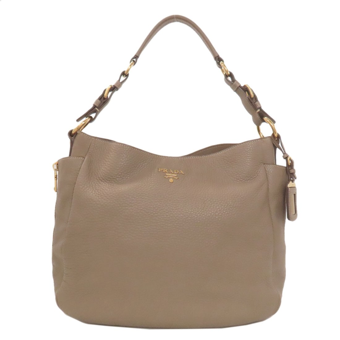 One belt tote bag calf: One belt tote bag calf Brown PRADA Style Calf Tote Bag. This brown calf tote bag features a classic style with an exterior made from high-quality calfskin leather. The simple, understated design makes