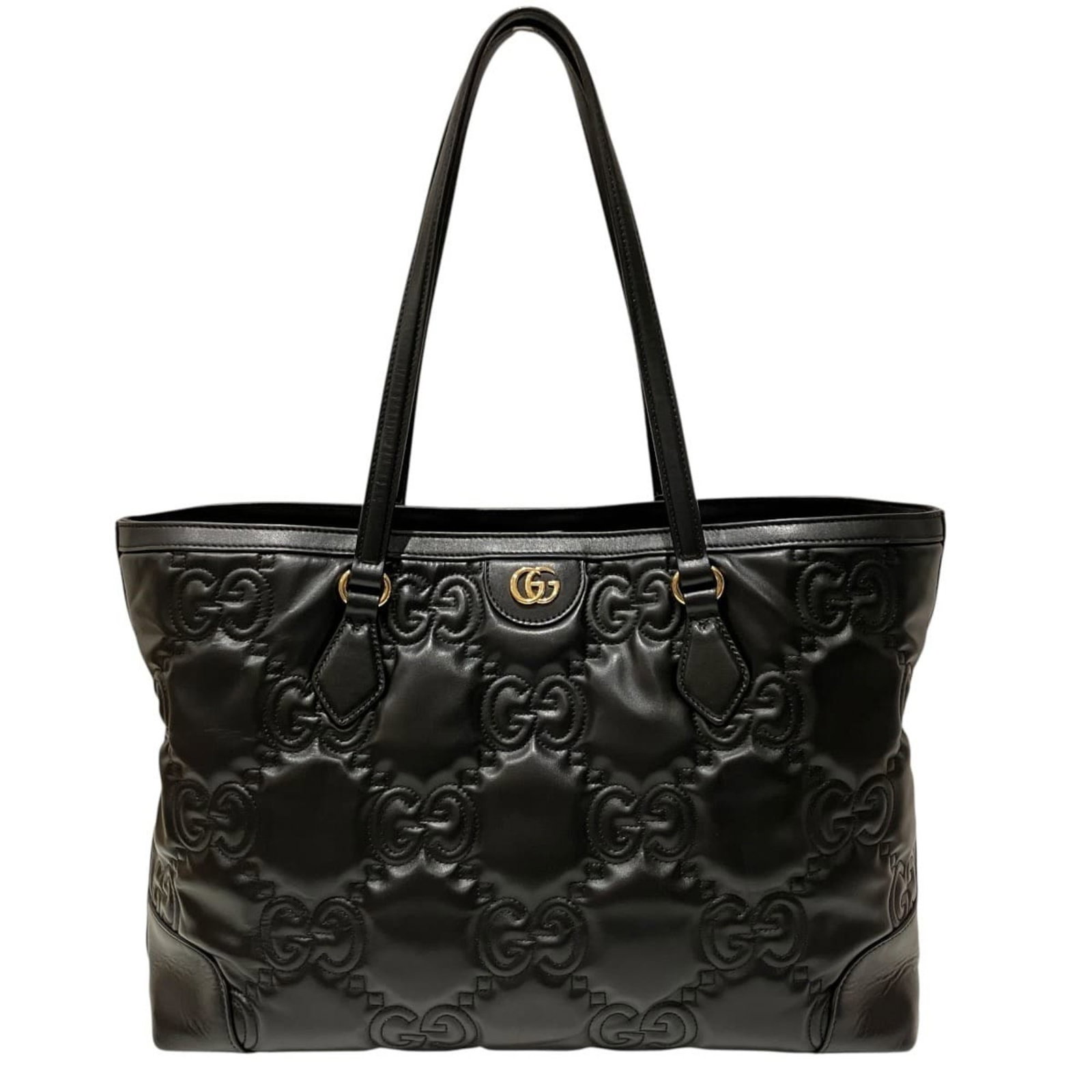 Gucci Tote Leather Bag: Gucci Tote Leather Bag Black Gucci Tote Leather Bag with Magnet Closure, Measuring 25cm x 41cm x 17cm. This sleek tote features a durable leather construction and a convenient magnetic closure. Its