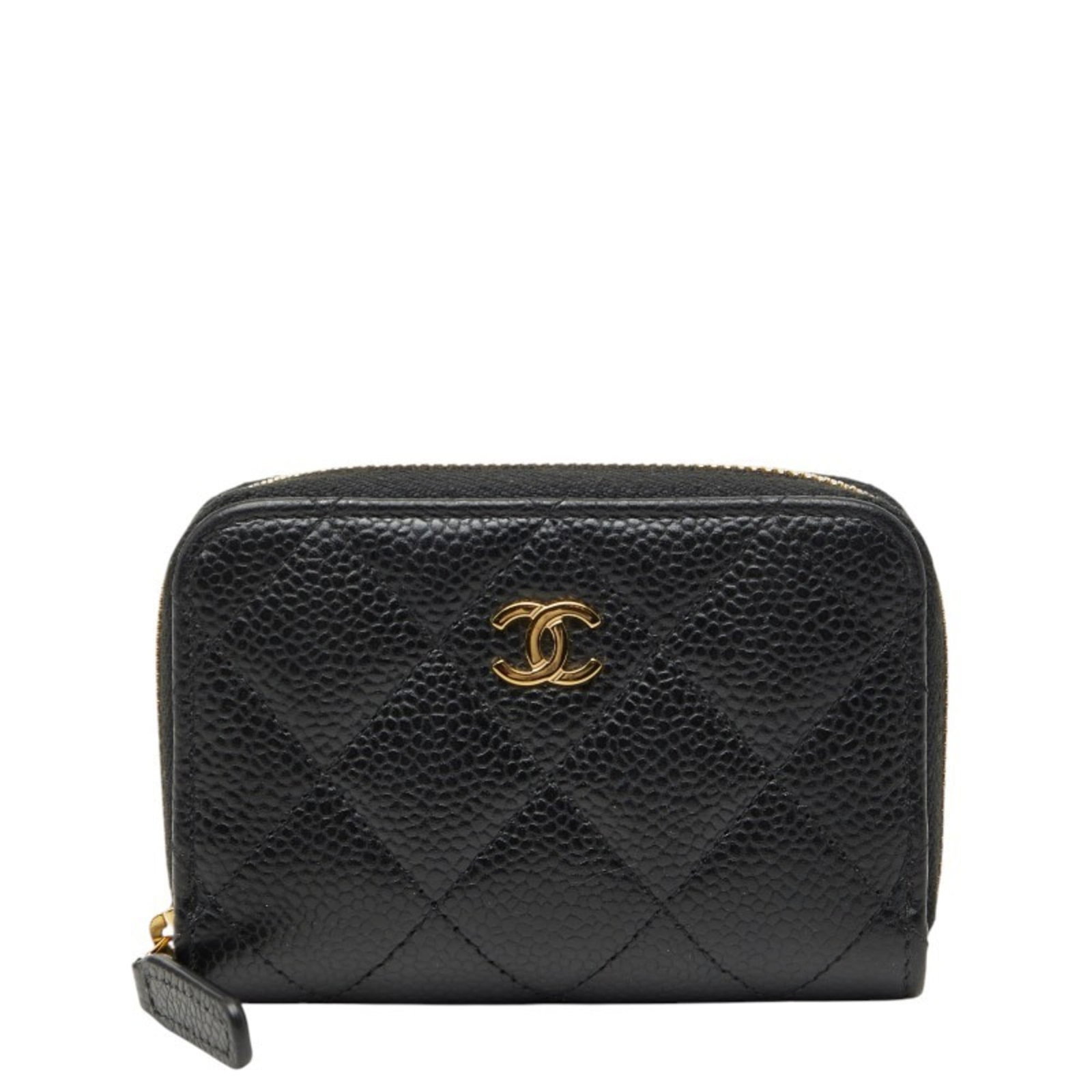 Chanel Coin Purse/ Coin Case Grained Calfskin: Chanel Coin Purse/ Coin Case Grained Calfskin The Chanel Coin Purse/ Coin Case Grained Calfskin is a sleek and sophisticated accessory, crafted from high-quality grained calfskin. Measuring 7.5cm x