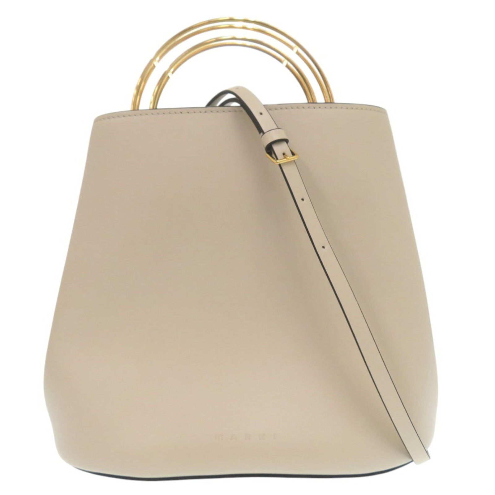 Marni Handbag Shoulder Bag Leather: Marni Handbag Shoulder Bag Leather Marni's iconic shoulder bag features high-quality beige leather and gold hardware, making it a stylish accessory for any woman. The bag's compact size and sleek
