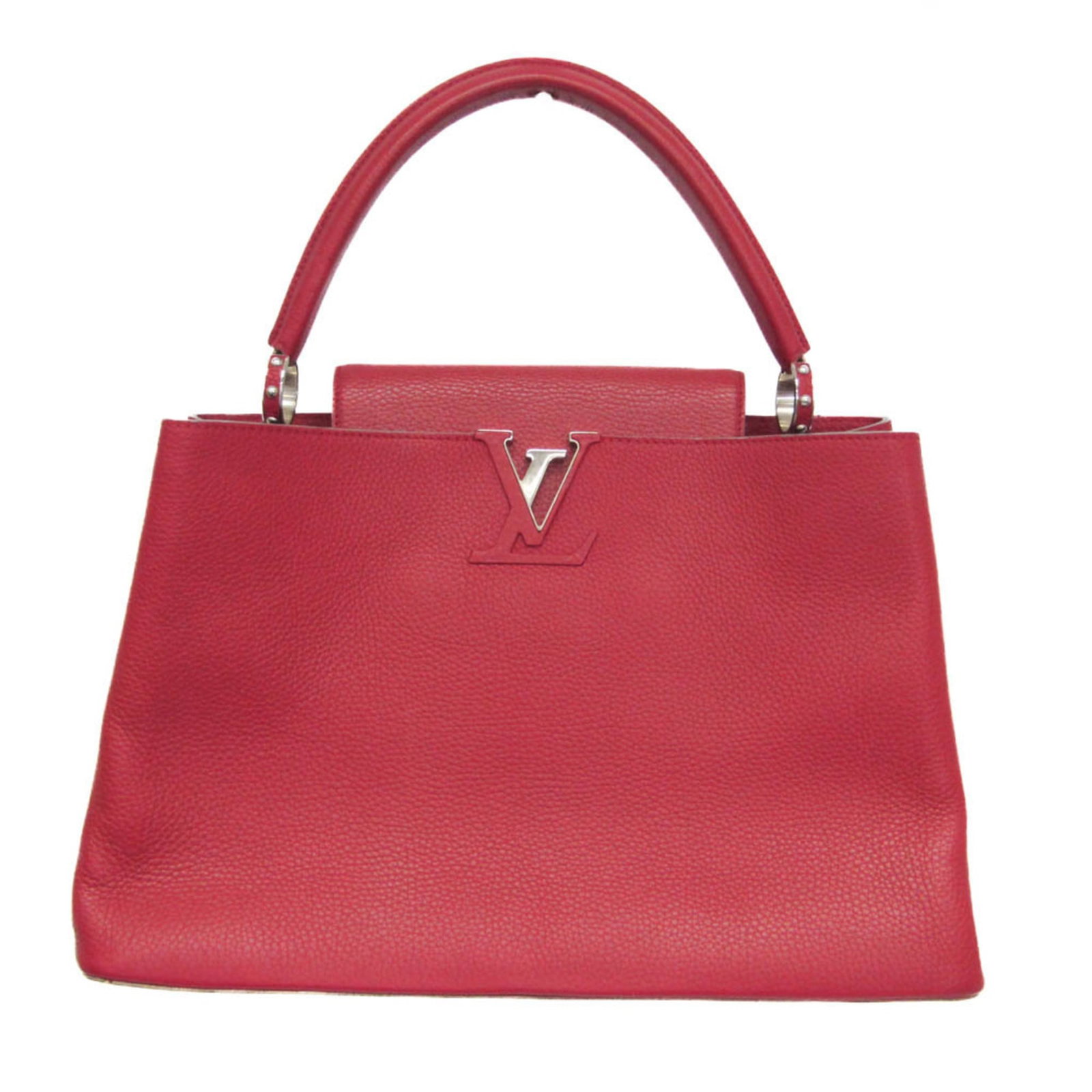 Louis Vuitton Handbag Leather: Louis Vuitton Handbag Leather Top-quality Louis Vuitton leather handbag from France, featuring a striking red color and spacious interior with open pockets. Measuring 25.5cm x 40cm x 15cm, it boasts