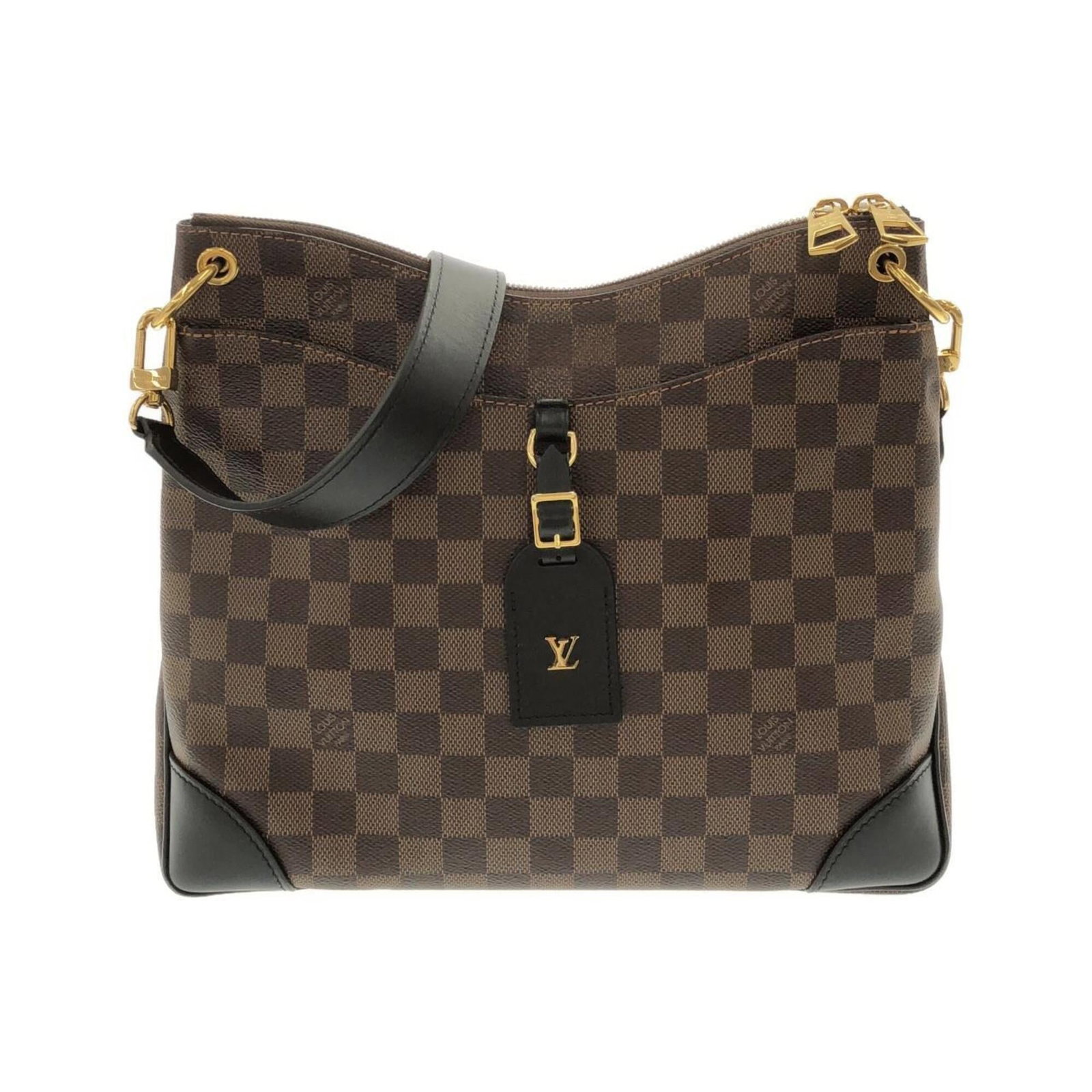 Shoulder bag coated canvas by Louis Vuitton: Shoulder bag coated canvas by Louis Vuitton Coated canvas by Louis Vuitton, featuring Ebene color and gold hardware. This shoulder bag boasts a classic design with clean lines and a spacious