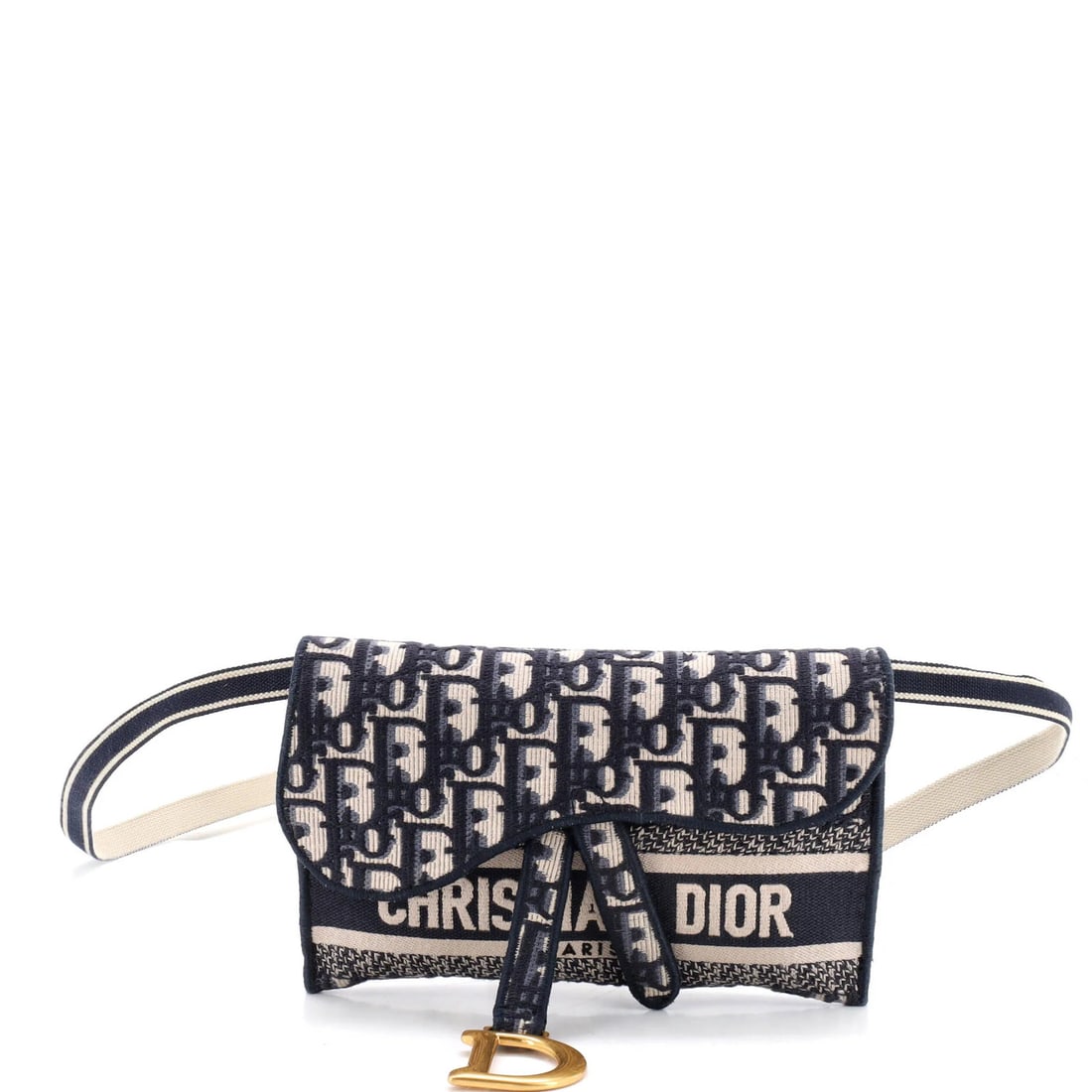 Slim belt pouch canvas logo saddle embroidered Christian Dior: Slim belt pouch canvas logo saddle embroidered Christian Dior Slim belt pouch canvas logo saddle embroidered in iconic blue, this Christian Dior accessory boasts a classic design with subtle scuffs an
