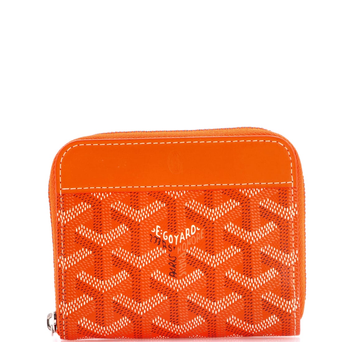 Zip Coated Canvas Wallet With Leather PM By Goyard Matignon: Zip Coated Canvas Wallet With Leather PM By Goyard Matignon Orange Goyard Matignon Zip Wallet Coated Canvas with Leather PM. This stylish wallet features a coated canvas exterior in vibrant orange,