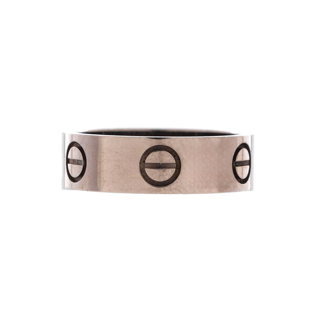 Cartier Love Band Ring 18K White Gold: Cartier Love Band Ring 18K White Gold 18K White Gold Cartier Love Band Ring - A Timeless Classic. This exquisite ring features an 18K white gold band with a width of 5.4mm, measuring 5.75-51 in size.
