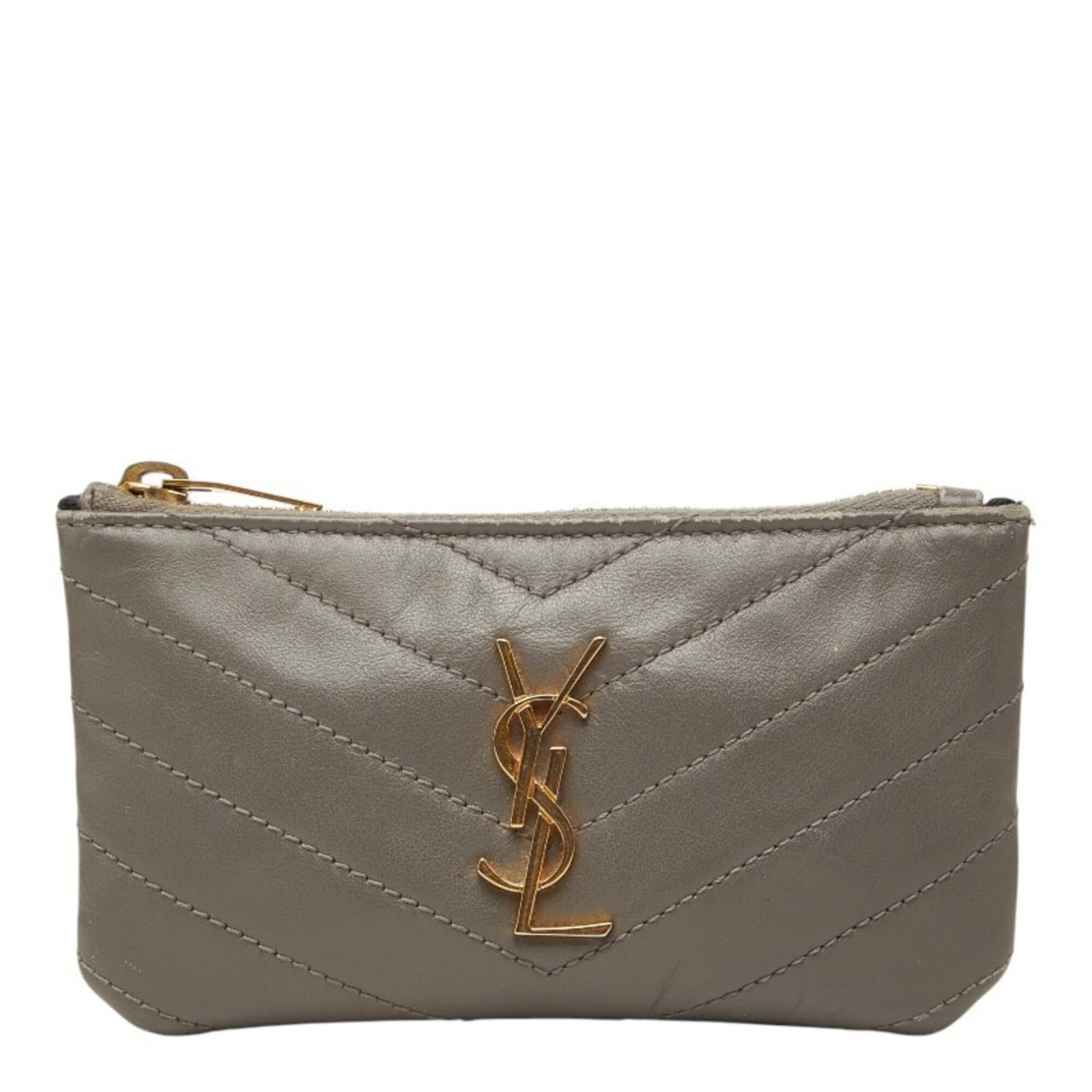 Saint Laurent Wallet Long Bi Fold Leather: Saint Laurent Wallet Long Bi Fold Leather Gray leather long bi-fold wallet from Saint Laurent, measuring 7.5cm x 13.5cm x 1cm. This stylish wallet features a classic design with clean lines and