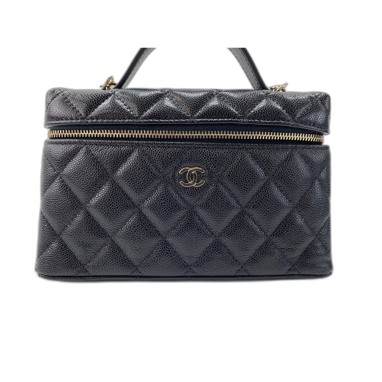 Shoulder Bag by Chanel: Shoulder Bag by Chanel Black Matelasse shoulder bag by Chanel, measuring 11cm x 19cm x 5cm. Features a strap length of 110cm and handle drop of 4.00cm. The bag bears no serial number on its body.