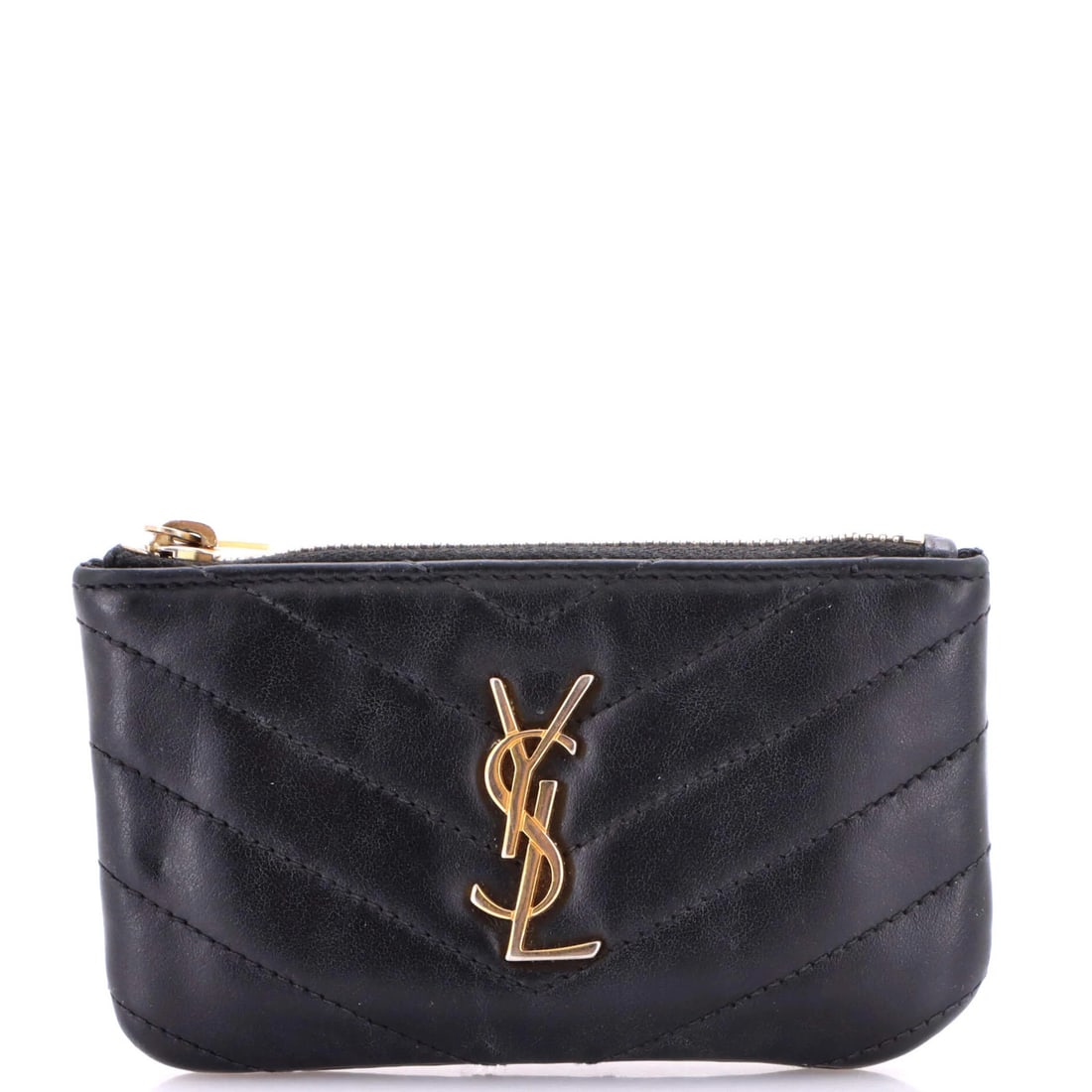 Monogram Fragments Zip Card Holder Matelasse Chevron Patent Saint (1 of 7)