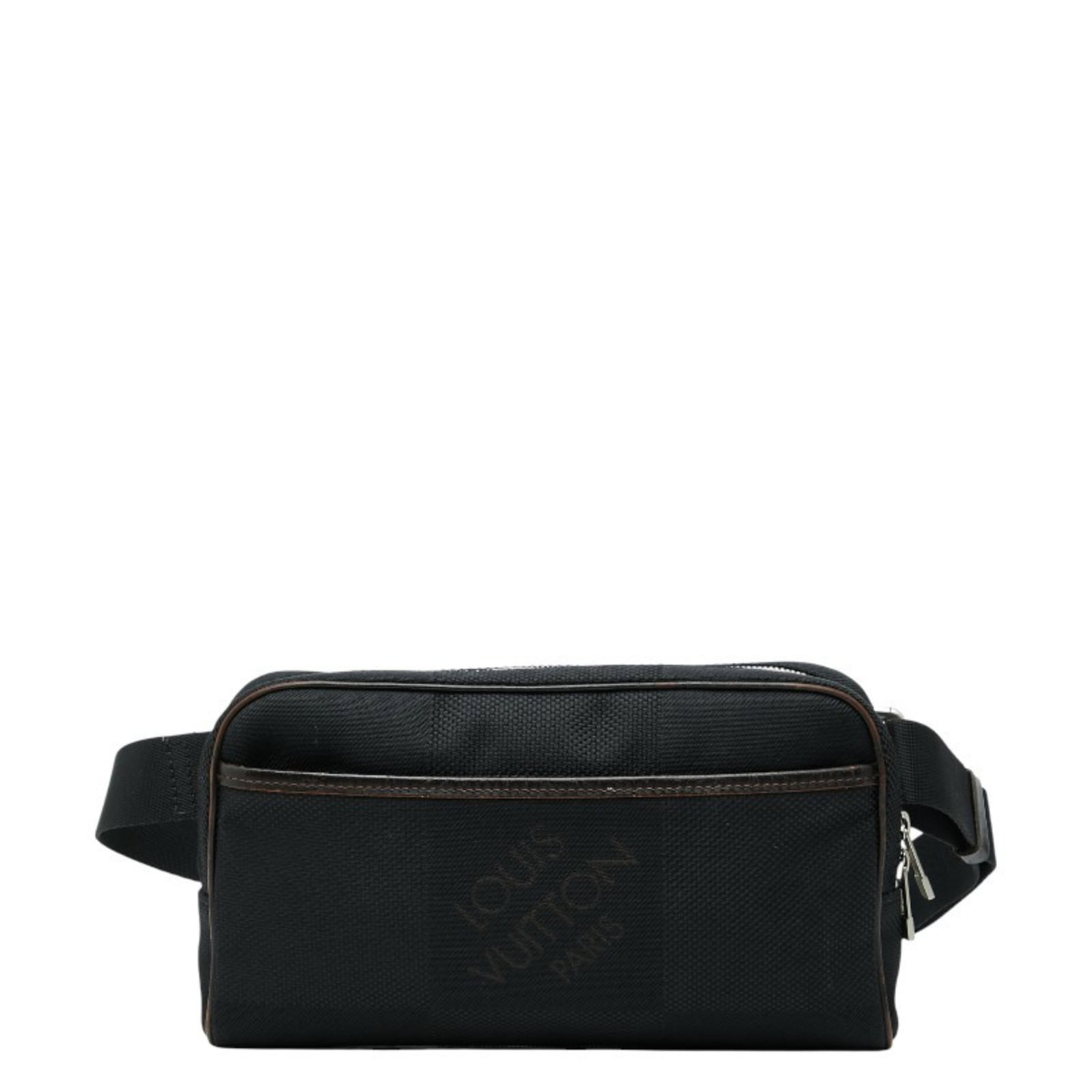 Canvas Leather Sling Louis Vuitton: Canvas Leather Sling Louis Vuitton Canvas Leather Sling from Louis Vuitton, featuring a classic design with a black canvas and leather exterior. Measuring 15.5cm x 27cm x 4cm, this stylish bag is