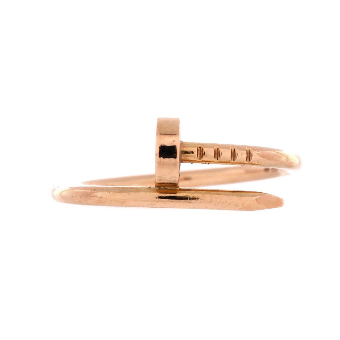 Juste Un Clou Cartier Ring in 18k Rose Gold: Juste Un Clou Cartier Ring in 18k Rose Gold The Juste Un Clou Cartier Ring in 18k Rose Gold boasts a striking design, featuring an unknown main stone set against the elegant backdrop of 18k rose