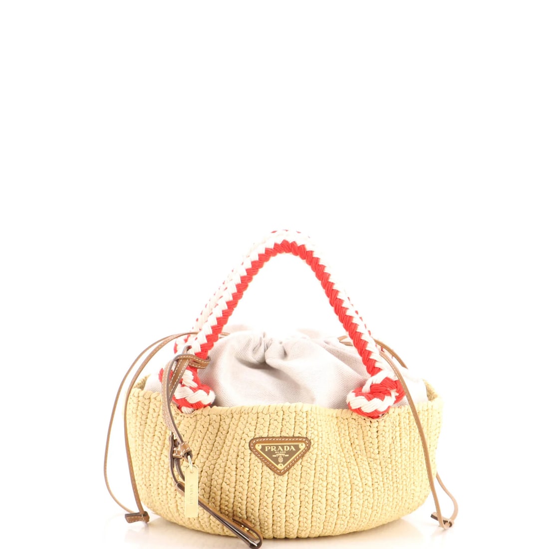 Small Raffia Tote Crochet Basket Prada (1 of 5)