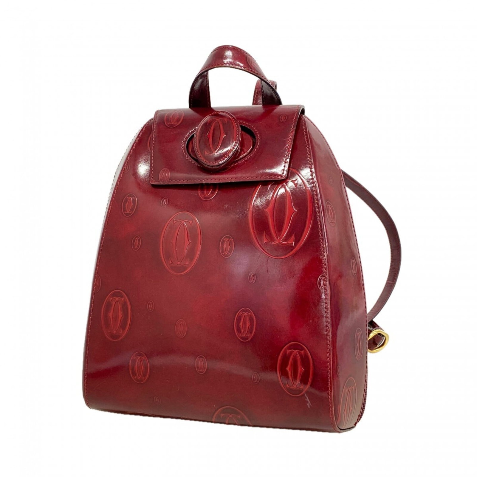Backpack Leather Cartier: Backpack Leather Cartier Cartier's Bordeaux leather backpack boasts sleek, sophisticated design with clean lines and classic proportions. The sturdy 24cm x 20.5cm x 11.5cm dimensions make it a