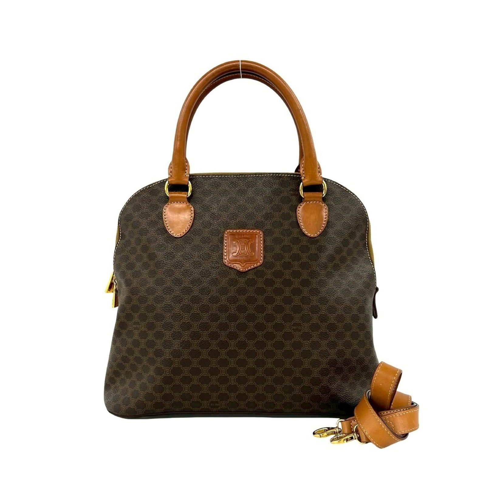 Handbag shoulder tote bag leather pvc: Handbag shoulder tote bag leather pvc Brown leather and PVC shoulder tote bag with a classic design, measuring 26cm x 31.5cm x 12.5cm in size. This stylish handbag features a combination of materials