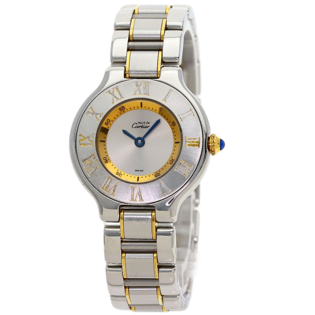 Cartier Must21 Watches W10073R6 Stainless Steel/ Two-Tone: Cartier Must21 Watches W10073R6 Stainless Steel/ Two-Tone Stainless steel and silver tones blend in perfect harmony, creating a sleek Cartier Must21 watch. With its 28mm case size and 5.3mm thickness,