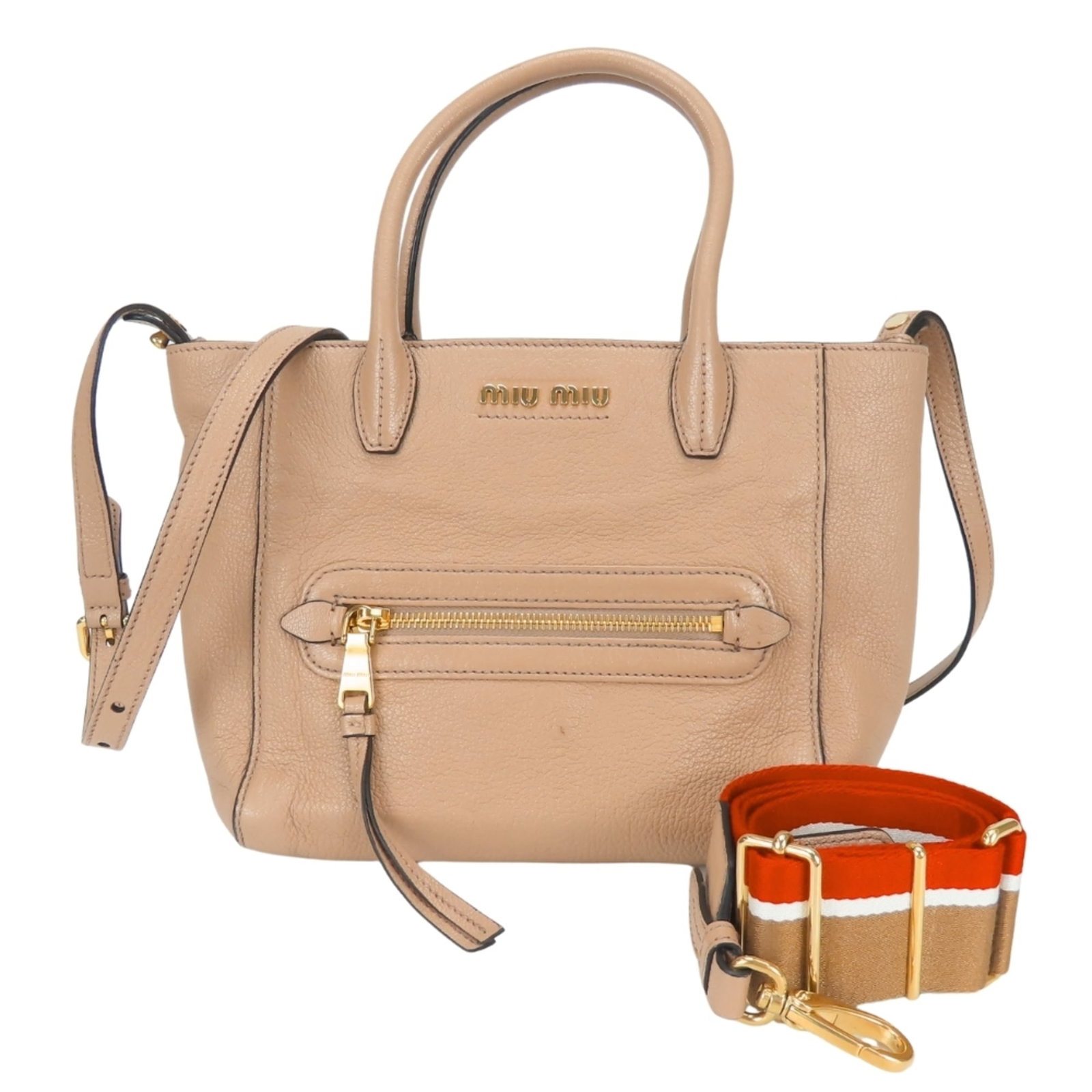 Handbag Leather Miu: Handbag Leather Miu Handbag Leather Miu - A stylish and elegant accessory from Italy, featuring pink beige leather with a signature. Made from high-quality materials, this handbag measures 18cm x