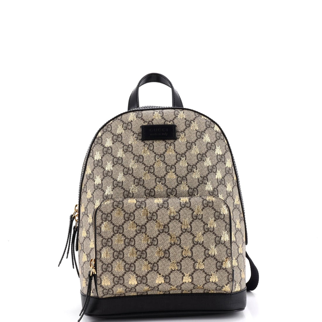 Gucci Coated Canvas GG Printed Zip Backpack Small Pocket: Gucci Coated Canvas GG Printed Zip Backpack Small Pocket Small Gucci Coated Canvas GG Printed Zip Backpack for everyday essentials. This stylish backpack features a classic GG print, canvas coated
