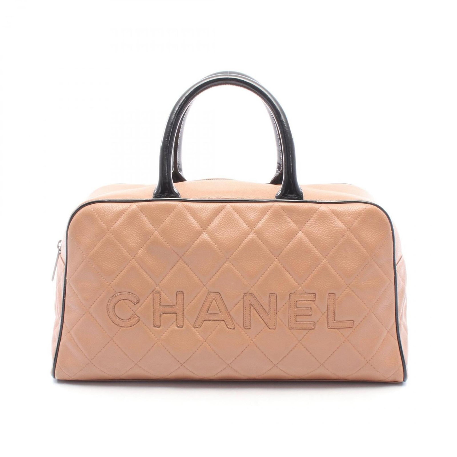Chanel Handbag Tote Bag Grained Calfskin: Chanel Handbag Tote Bag Grained Calfskin Black and pink striped Grained Calfskin Chanel handbag tote bag, measuring 19cm x 36cm x 11cm. This classic design showcases the iconic interlocking CC logo