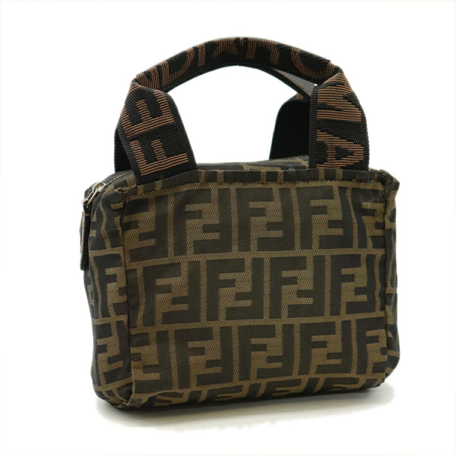 Handbag Fendi Nylon: Handbag Fendi Nylon Fendi's iconic nylon handbag is a timeless classic, crafted with durable nylon material and boasting a stylish khaki color. Measuring 14cm x 18cm x 8cm, this compact bag is