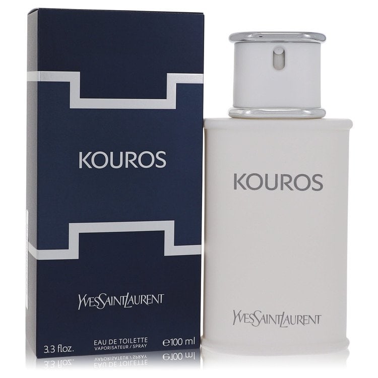 Kouros by Yves Saint Laurent Eau De Toilette Spray 3.4 oz: Kouros by Yves Saint Laurent Eau De Toilette Spray 3.4 oz Kouros by Yves Saint Laurent Eau De Toilette Spray offers a luxurious blend of grass, cloves, jasmine, rose and coriander, accompanied by note
