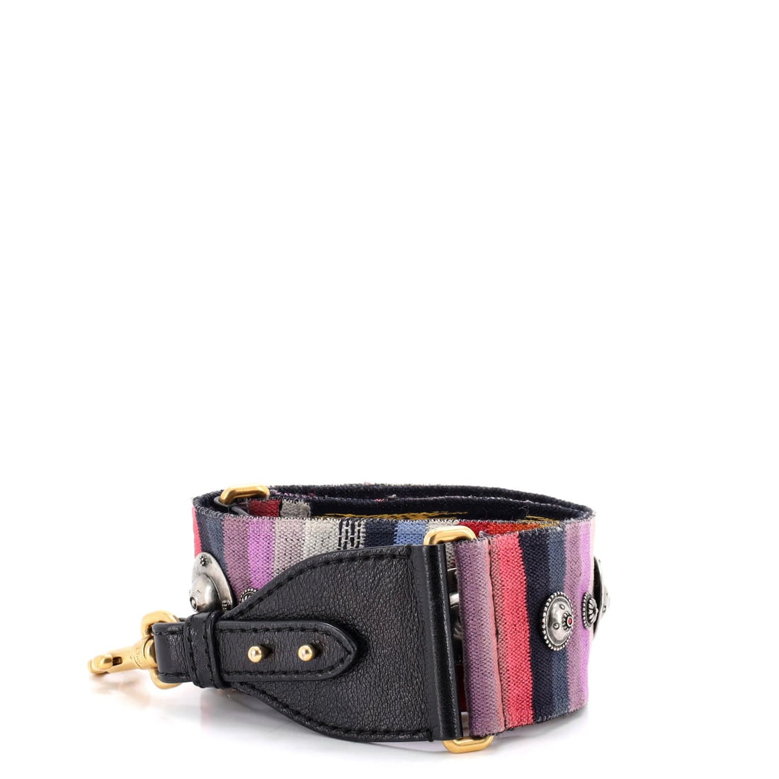 Christian Dior Shoulder Strap Canvas Embellished: Christian Dior Shoulder Strap Canvas Embellished Canvas Embellished Shoulder Strap from Christian Dior, featuring a multicolor exterior with plain canvas and leather trim. The item showcases scuffs