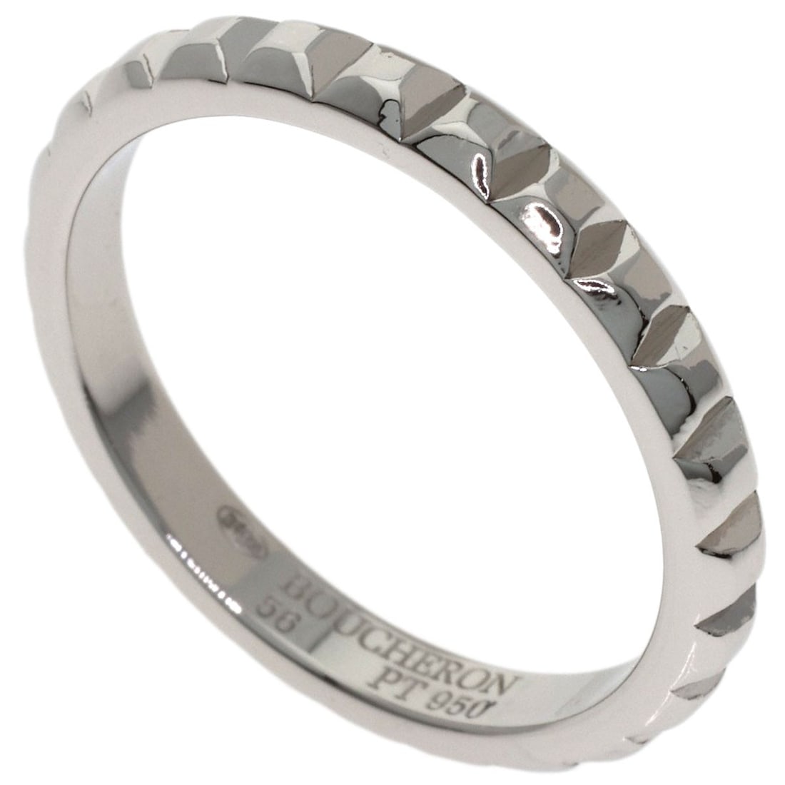 Boucheron Kurd Paris #56 Ring Platinum Pt950: Boucheron Kurd Paris #56 Ring Platinum Pt950 Boucheron Kurd Paris #56 Ring Platinum Pt950 features a striking silver exterior and platinum construction, showcasing the luxury of high-karat metal.