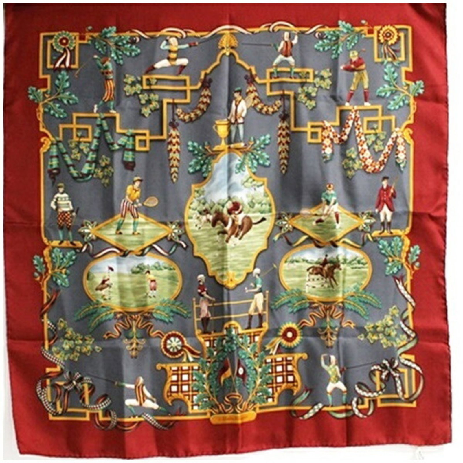 Silk scarf by Salvatore Ferragamo: Silk scarf by Salvatore Ferragamo Item Specifics: Brand: Salvatore Ferragamo Type: Scarf Gender: Men,Women Color: Gray, Red color Material: Silk Product Disclaimer: Minor wear from age or display may 