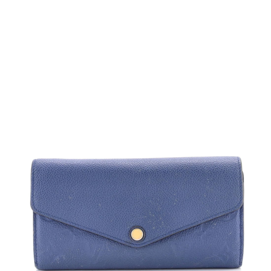 Louis Vuitton leather wallet Monogram Empreinte Sarah: Louis Vuitton leather wallet Monogram Empreinte Sarah Blue Monogram Empreinte Leather Louis Vuitton Wallet with Gold Hardware, featuring a classic design and premium leather construction. The wallet