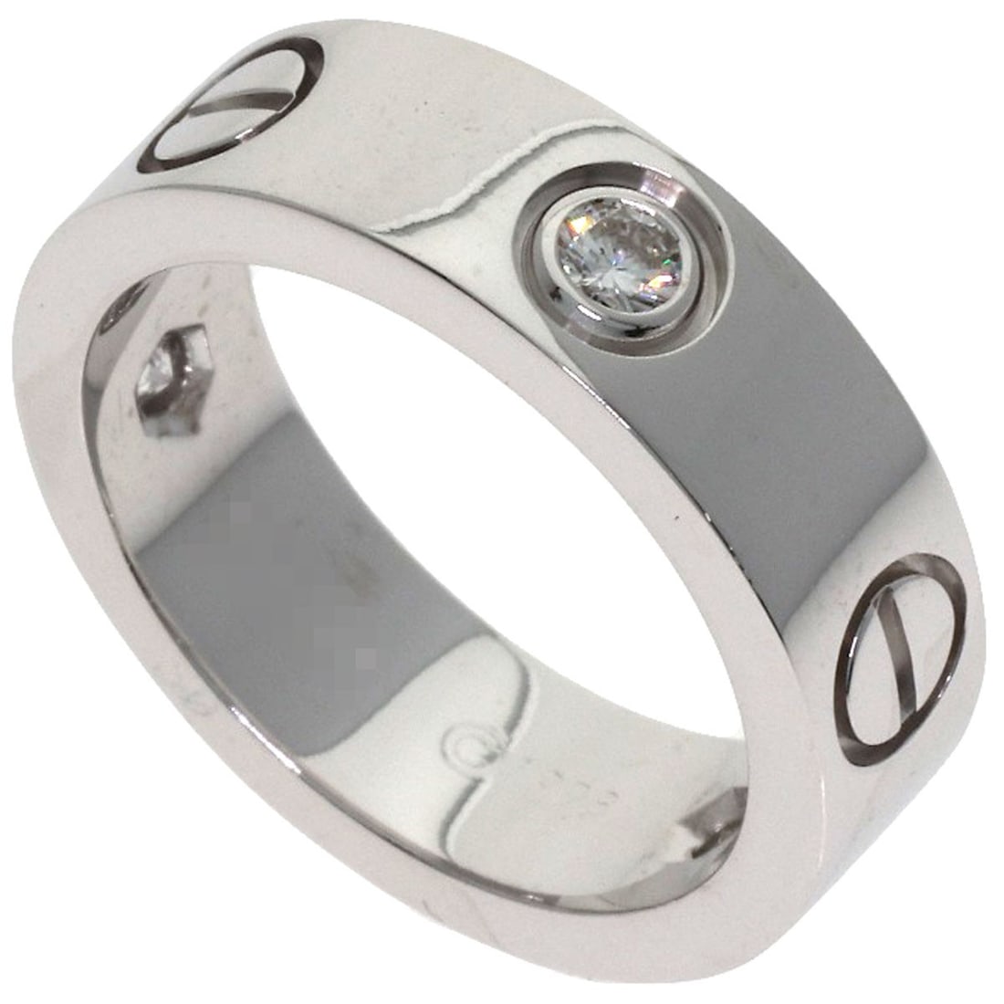 Love Cartier Ring Diamond Half White K18 Gold #49: Love Cartier Ring Diamond Half White K18 Gold #49 K18 White Gold Diamond Ring with Silver Metal Exterior, Featuring a Main Stone and Available in Size 5(US). This Cartier Ring Boasts a Half White K18
