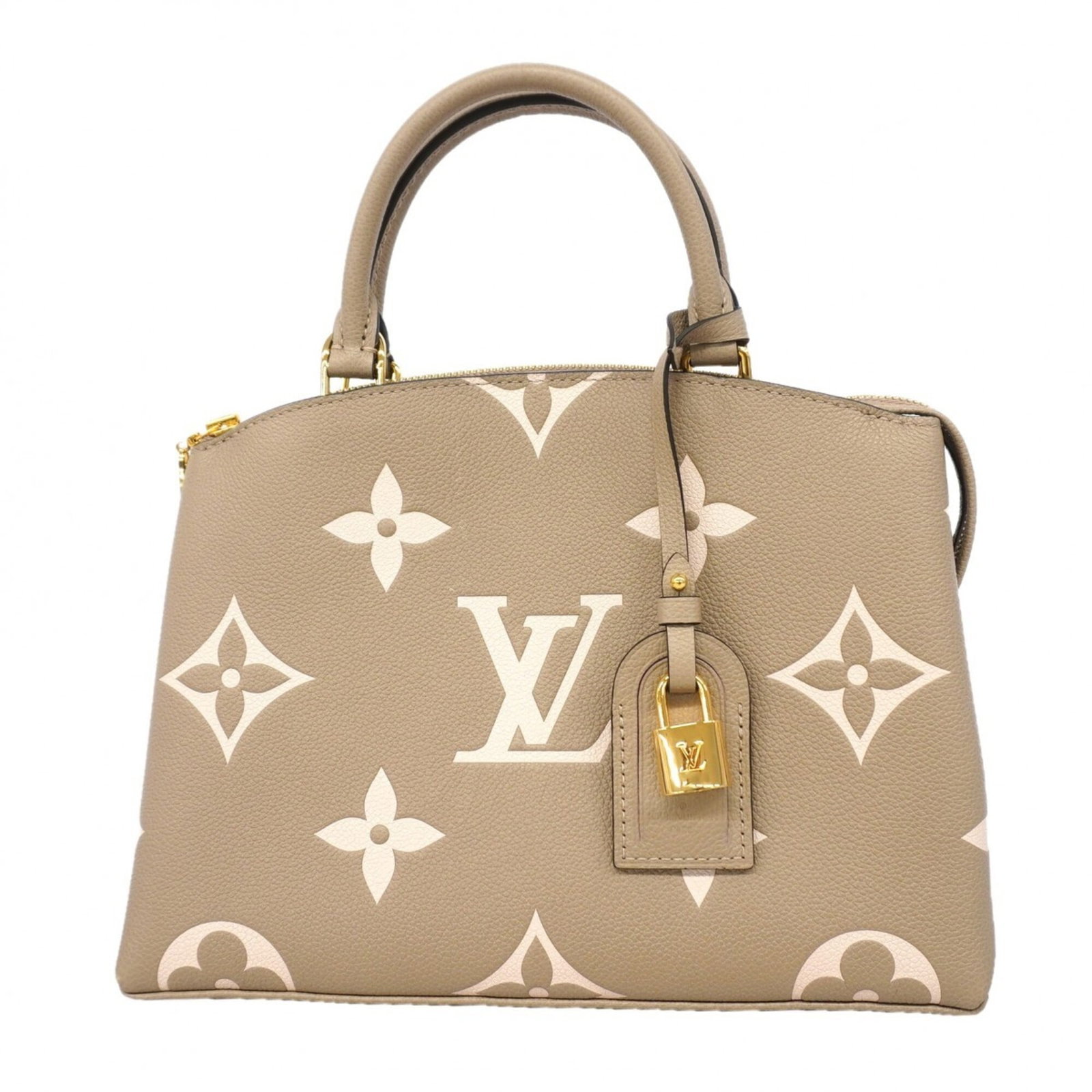 Louis Vuitton Handbag: Louis Vuitton Handbag The Louis Vuitton handbag boasts a classic design with its cream and Tourterelle color combination, making it a timeless piece. Measuring 21cm x 28cm x 12cm, the bag's compact si