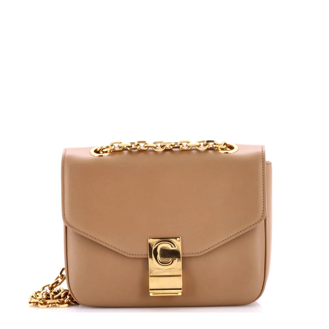 Celine Leather Small Bag: Celine Leather Small Bag Brown Celine Leather Small Cross Body Bag with Gold Hardware. Measuring 7.5" in handle drop and 6" in height, this small bag features scuffs on the exterior, minor creases, an