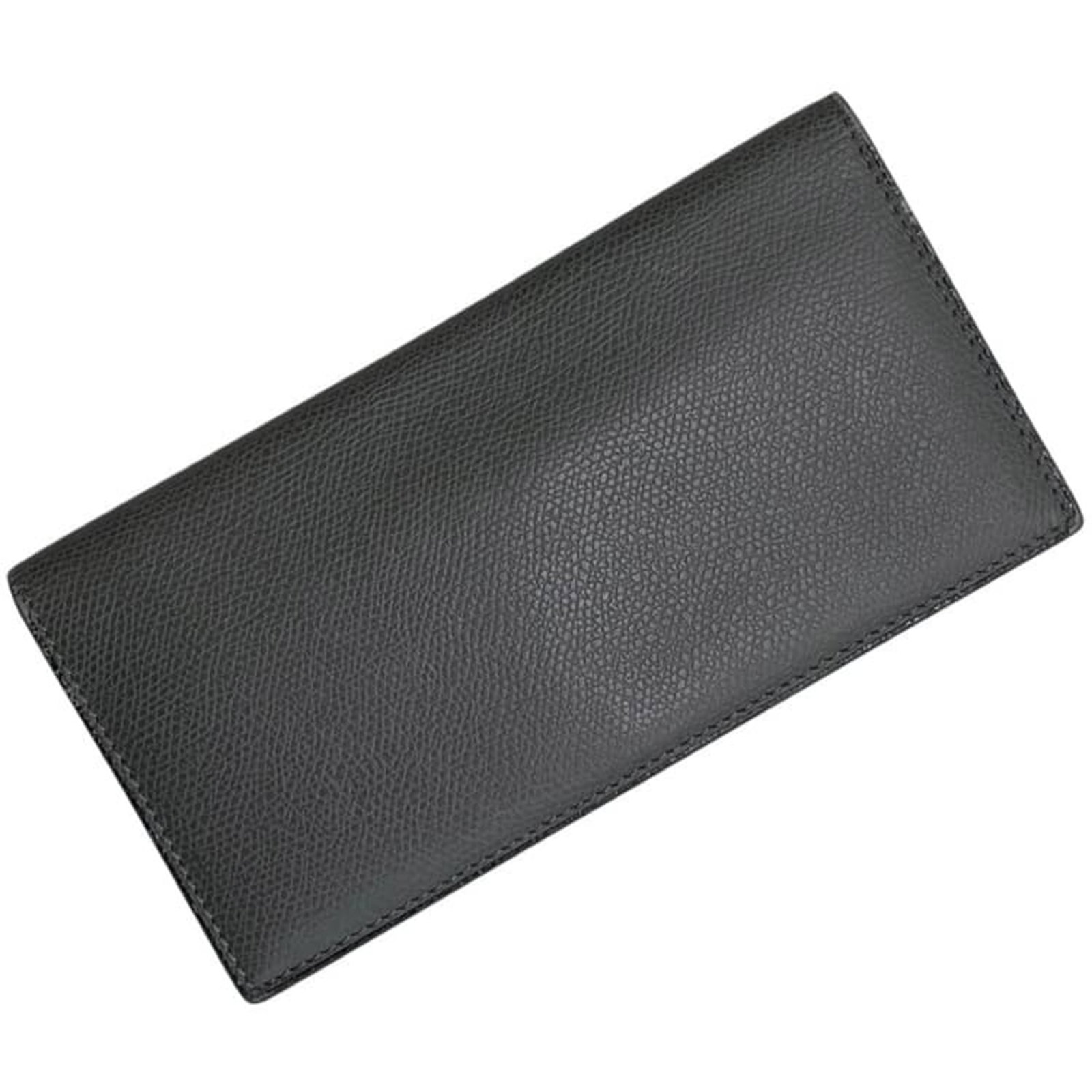 Valextra Long Wallet (Bi-Fold) Leather: Valextra Long Wallet (Bi-Fold) Leather The Valextra Long Wallet (Bi-Fold) Leather features a sleek, gray design with clean lines and a compact size. Made from high-quality leather, its bi-fold