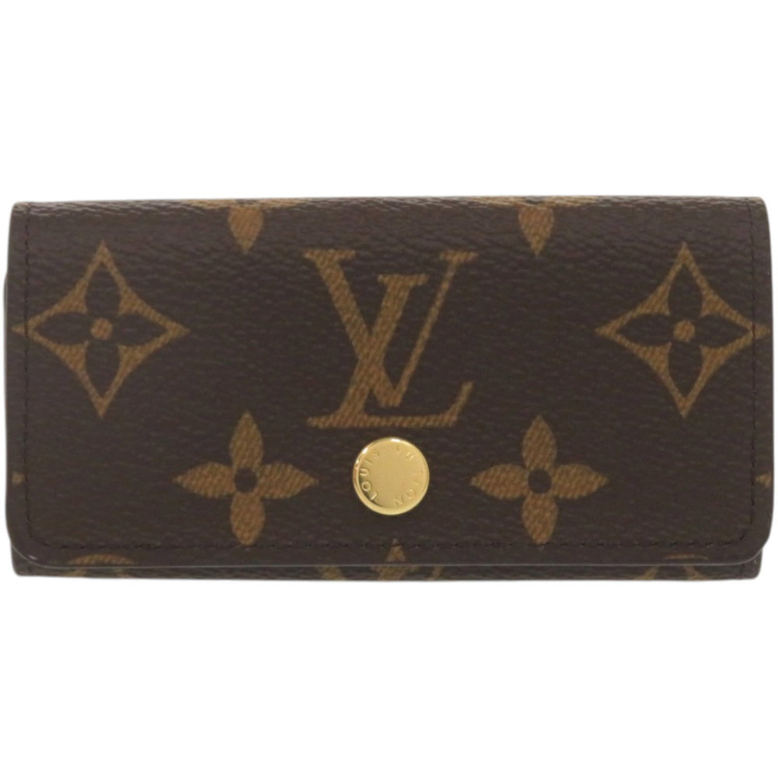 Vuitton Louis Keycase Monogram: Vuitton Louis Keycase Monogram This Louis Vuitton keycase boasts the iconic Monogram pattern in rich brown, adding a touch of timeless elegance to any accessory. Measuring just 10.5cm x 5cm x 2cm, it'