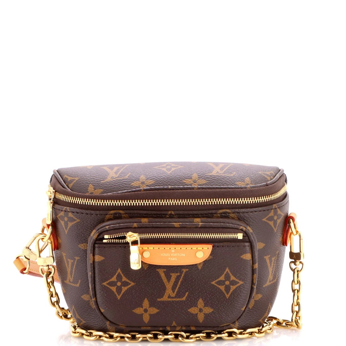 Mini canvas bag monogram Louis Vuitton: Mini canvas bag monogram Louis Vuitton Mini Louis Vuitton canvas bag with monogram pattern, featuring brown exterior and gold hardware. This mini belt bag measures 6" x 6.5" x 5" and comes with a 1" d