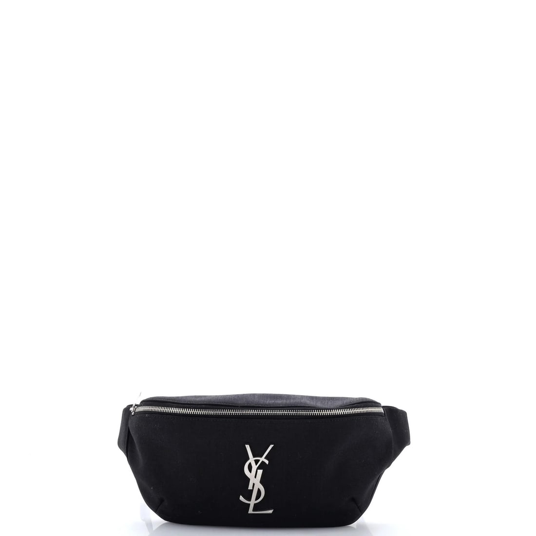 Laurent Saint Classic Monogram Bag Belt Canvas: Laurent Saint Classic Monogram Bag Belt Canvas Canvas bag belt with classic monogram design, featuring black exterior and interior, silver hardware. Minor creases and edge wear on the exterior, while