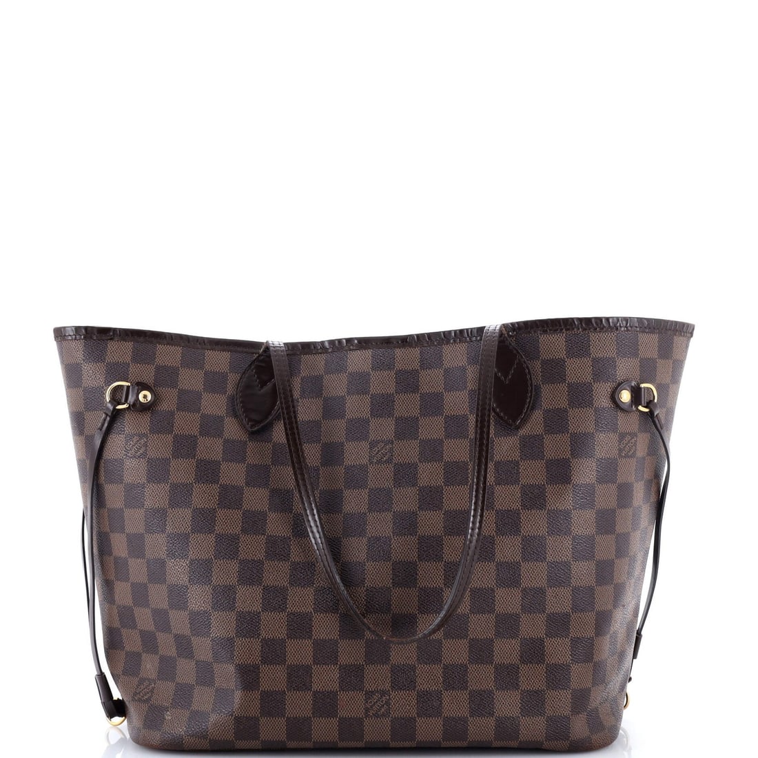 Louis Vuitton Neverfull Tote Damier MM: Louis Vuitton Neverfull Tote Damier MM Brown Louis Vuitton Neverfull Tote Damier MM in excellent condition, featuring creases on the exterior and minor cracking on the handles. The interior boasts a